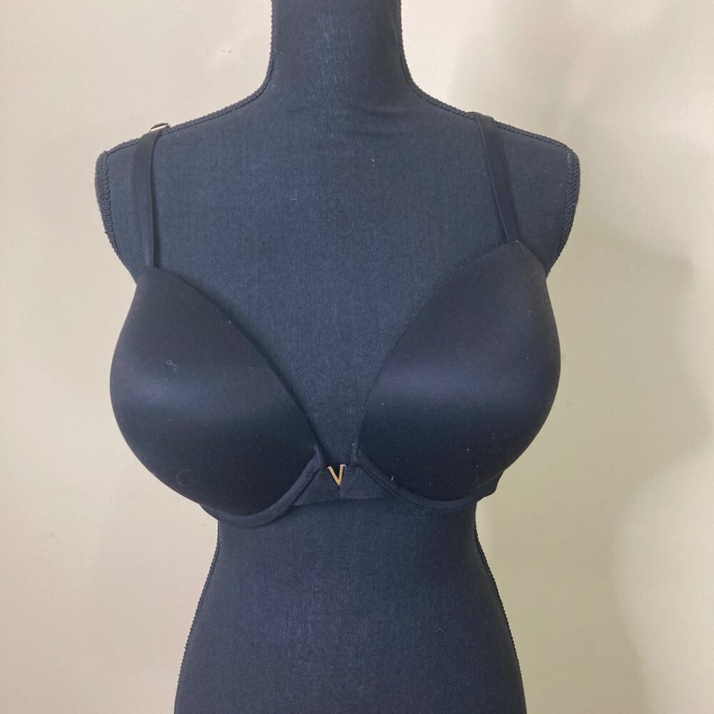 Victoria's Secret Push-Up Bra 38DD Black Sexy E85 Lined Demi